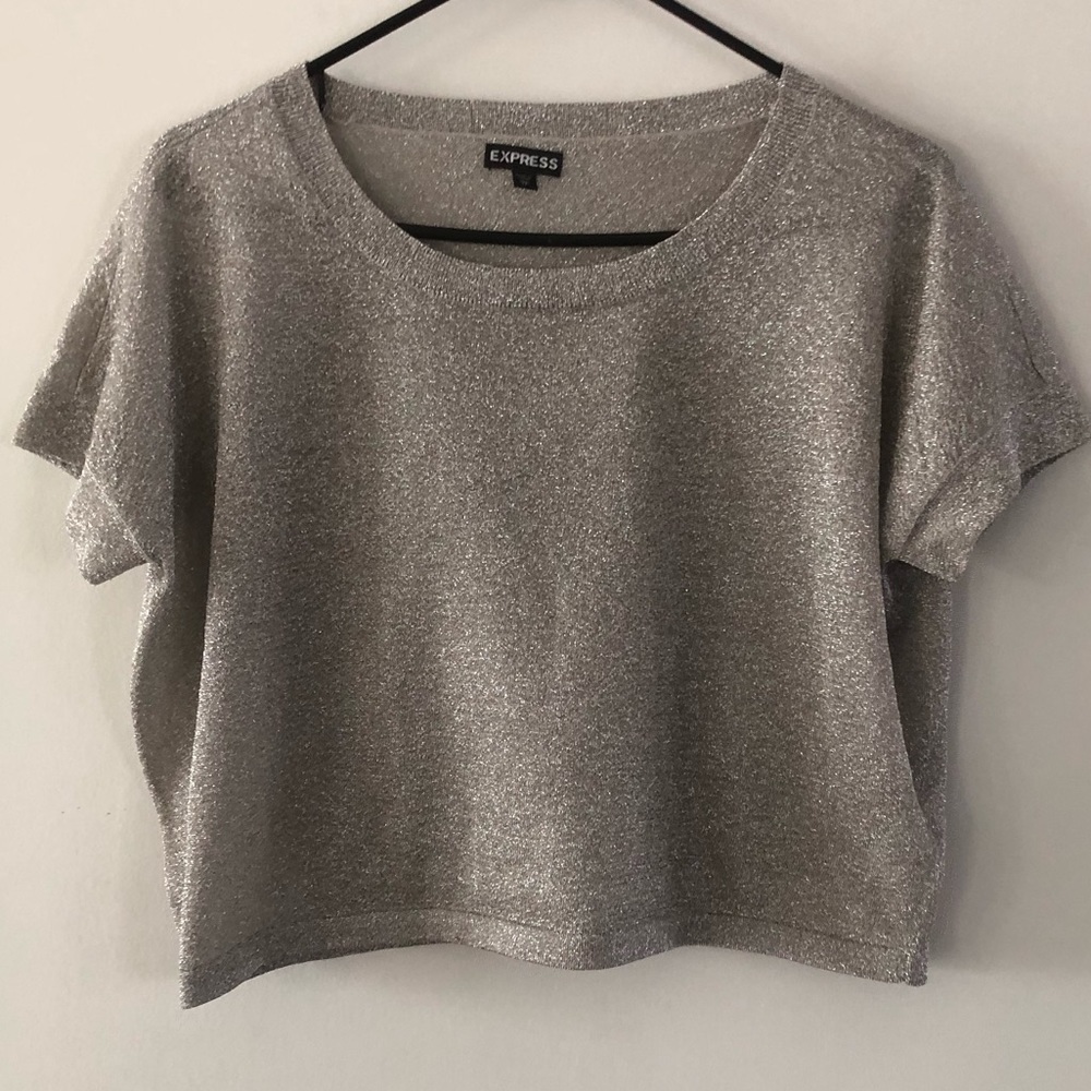 Express Women’s Top Crop XS Glitter Gold